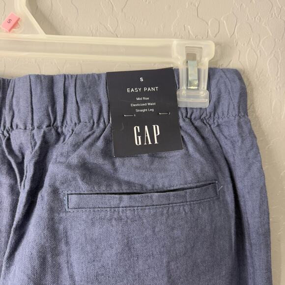 Gap Womens Mid Rise Linen-Blend Easy Straight Leg Pant, S, Blue 735360 - Picture 3 of 8